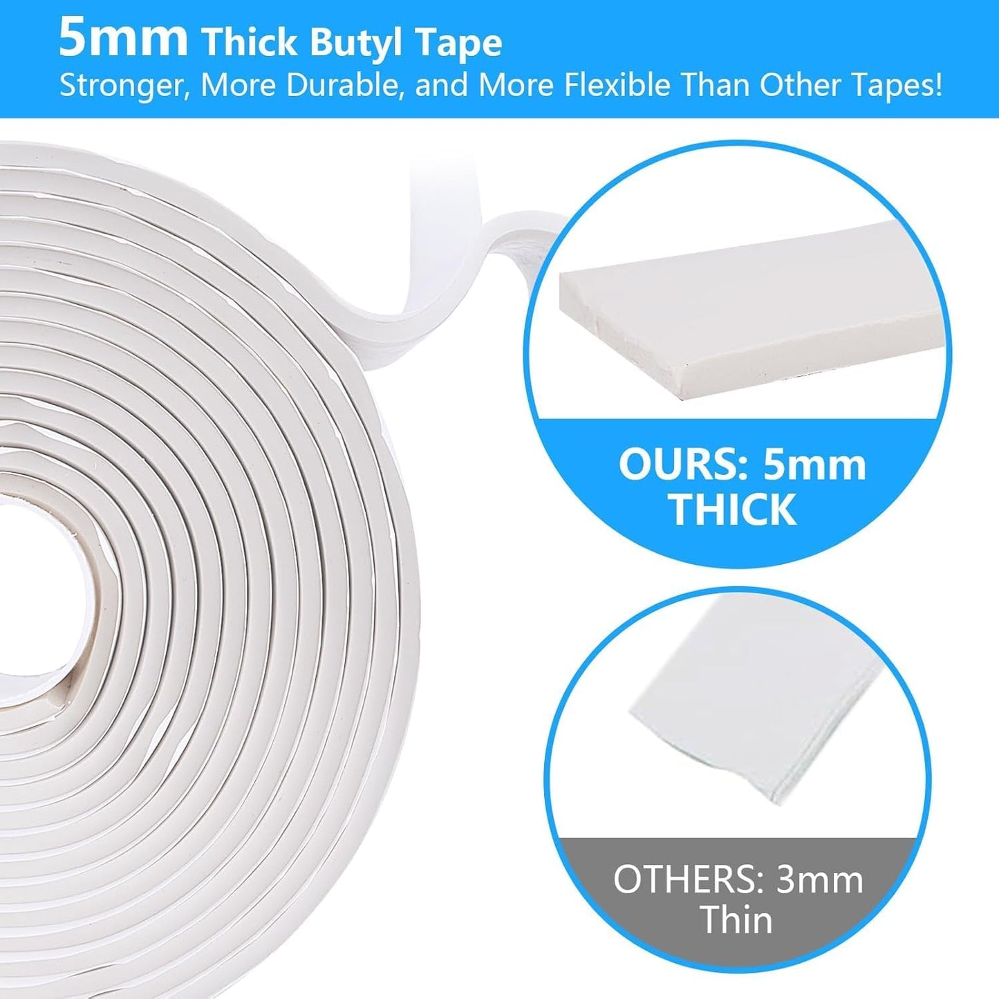 Cinta butilo 2" x33pies 5mm sellado agua RV techo