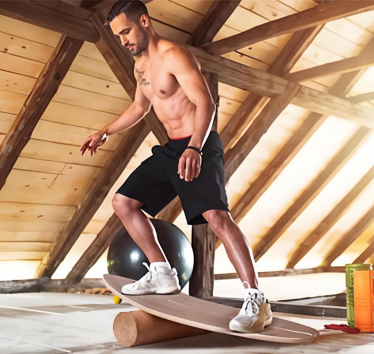 Tabla equilibrio estilo surf entrenamiento en casa con rueda