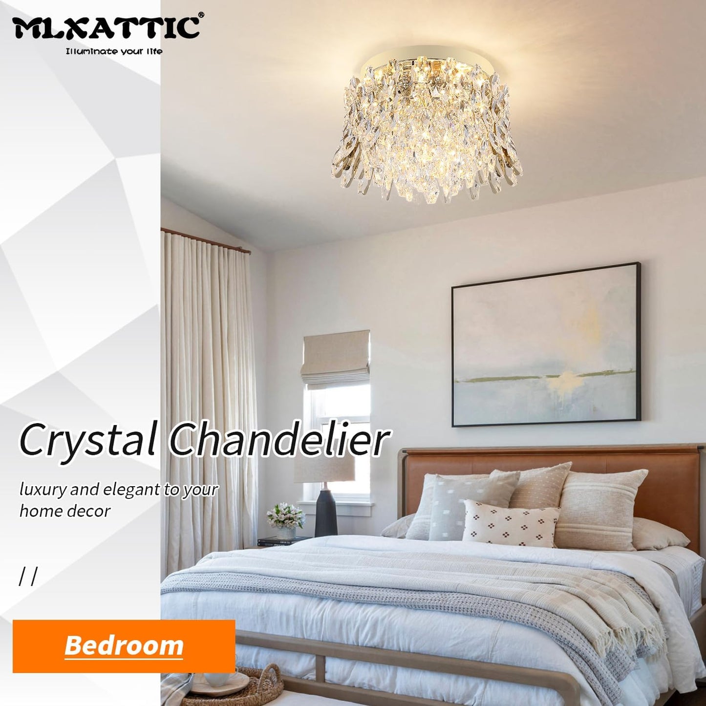 Candelabro cristal 4 luces para dormitorio y comedor