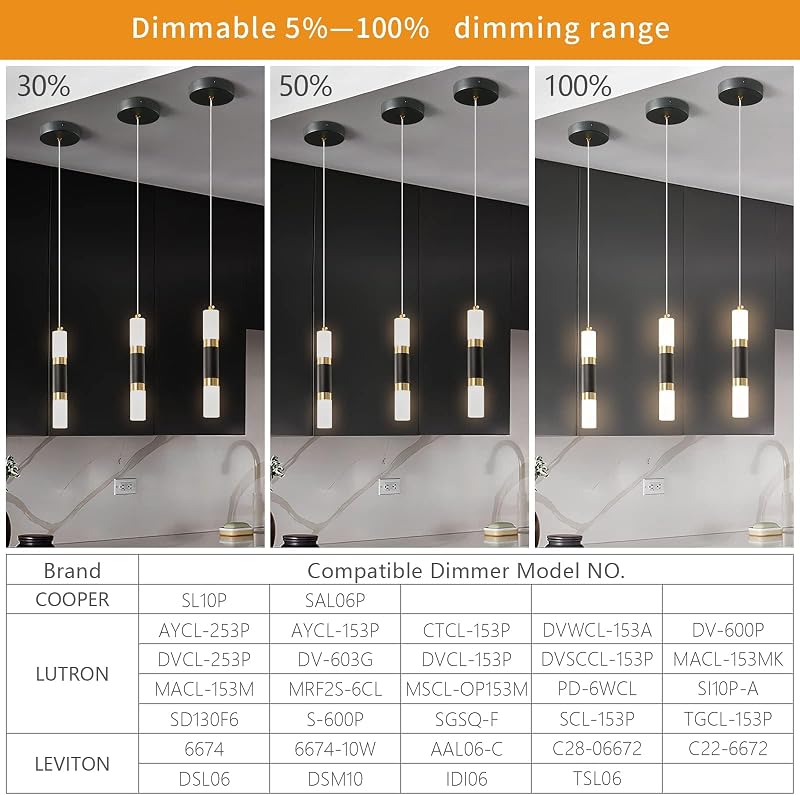 Lámpara colgante LED cocina dormitorio set 3