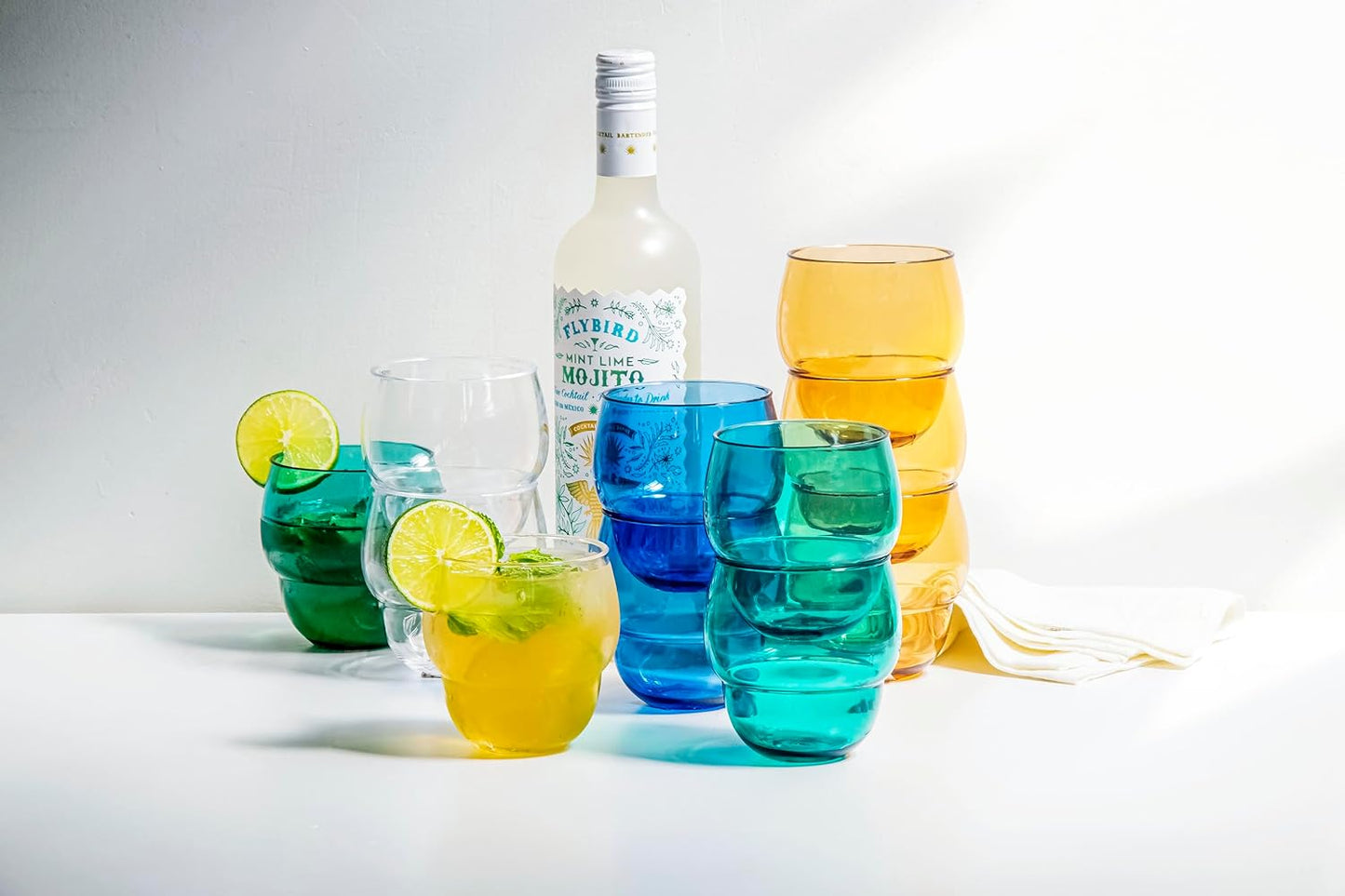 Vasos apilables acrílico 14oz resistentes lavavajillas