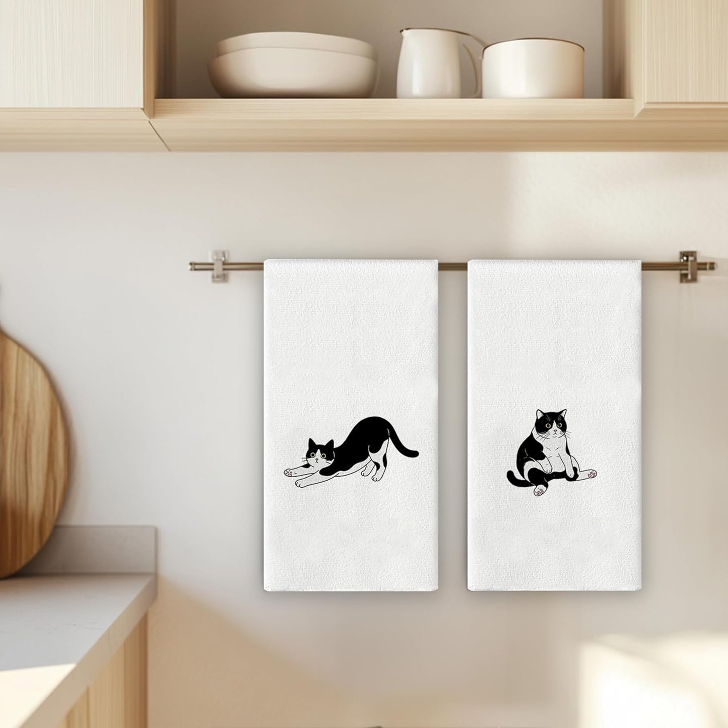 Toallas cocina gato tuxedo 16x24 pulg blanca y negra