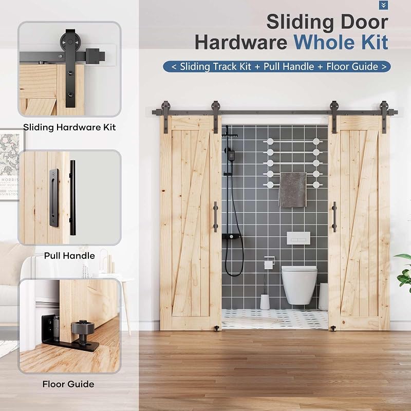 Kit riel puerta corredera doble 96" negro 44-46"