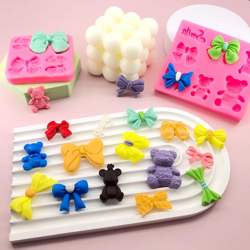5 Moldes Fondant Lazo Silicón para Dulces Pasteles Decoración