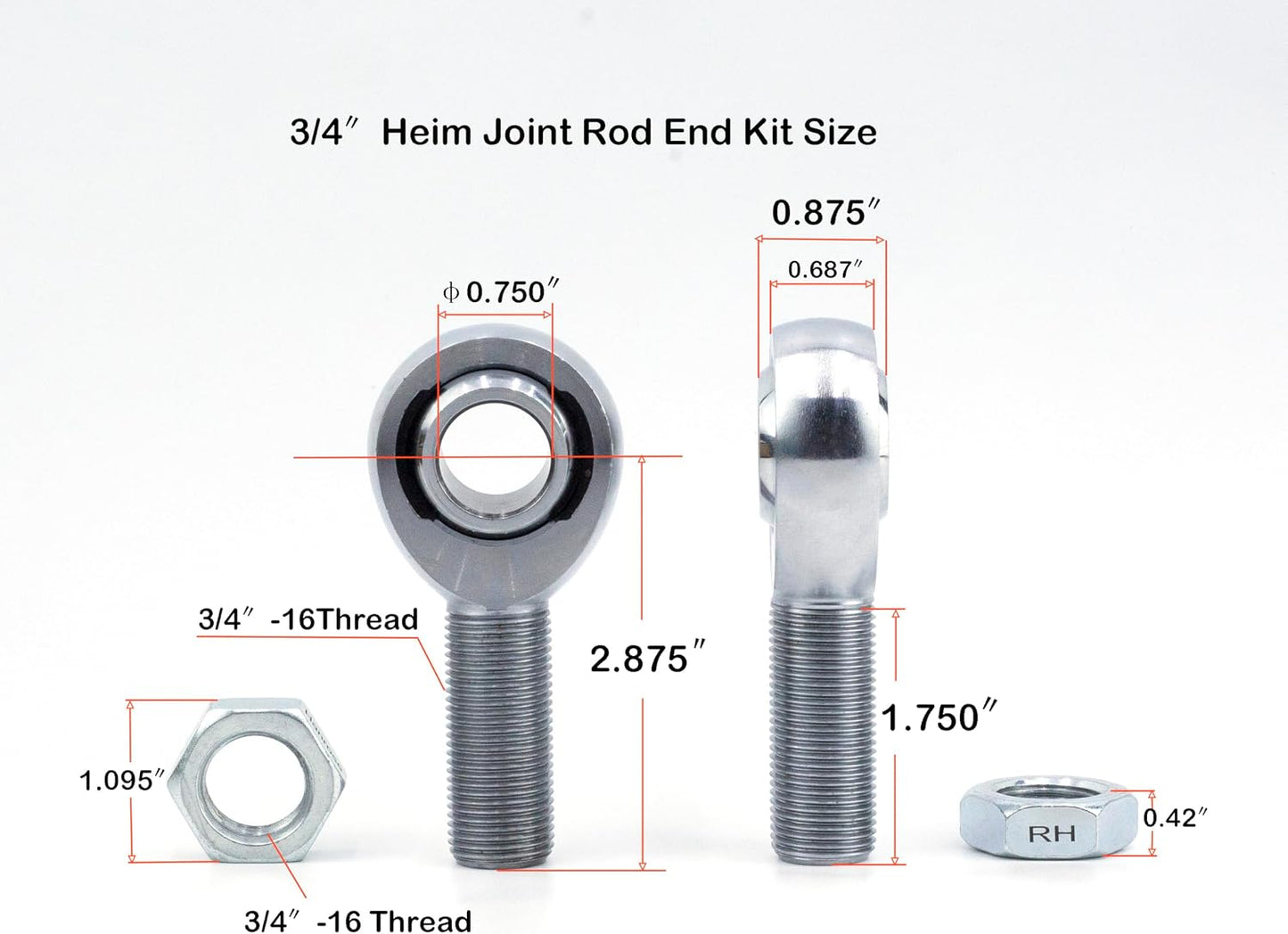 Kit extremos varilla Heim 3/4" con contratuercas