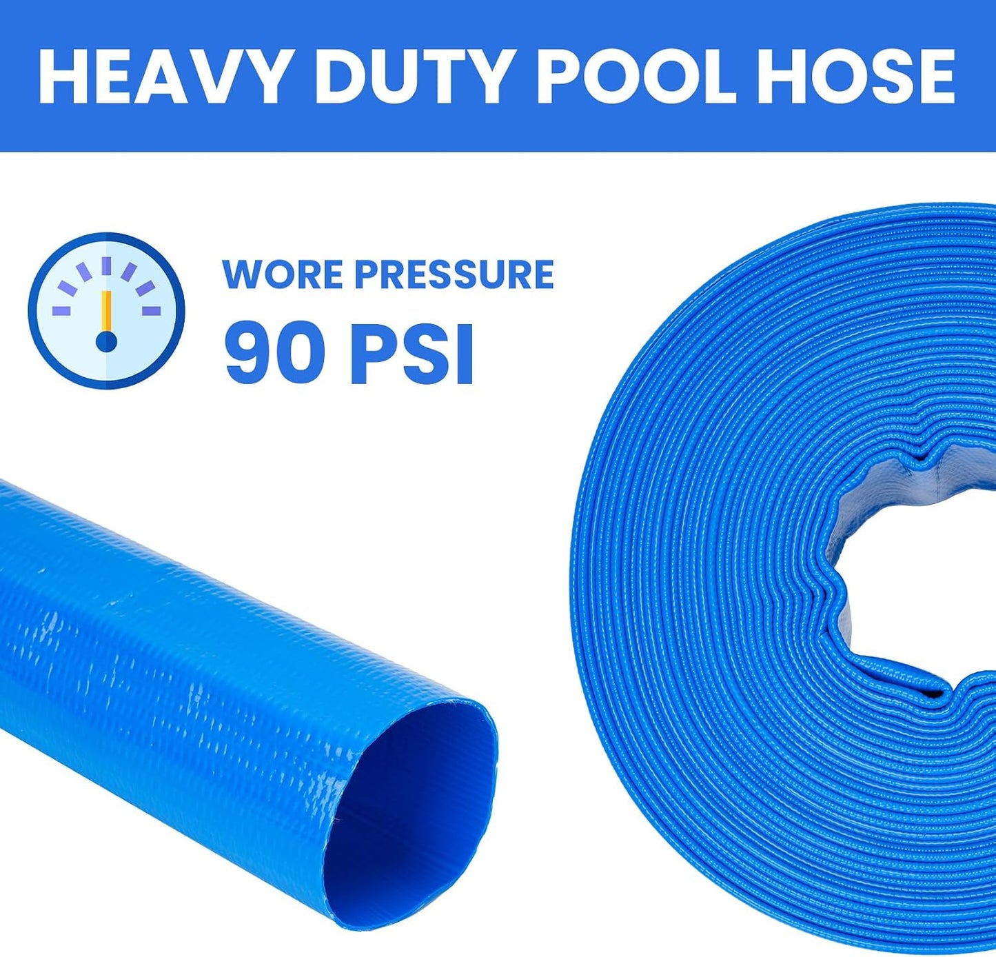 Manguera retrolavado piscina 1.5" x 50ft PVC reforzada