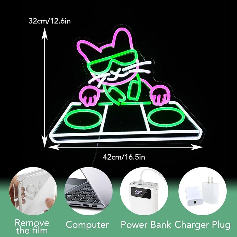 Letrero neón regulable para DJ USB decoración pared
