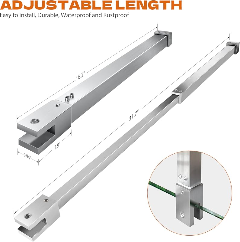 Barra puerta ducha 18-31" soporte techo níquel