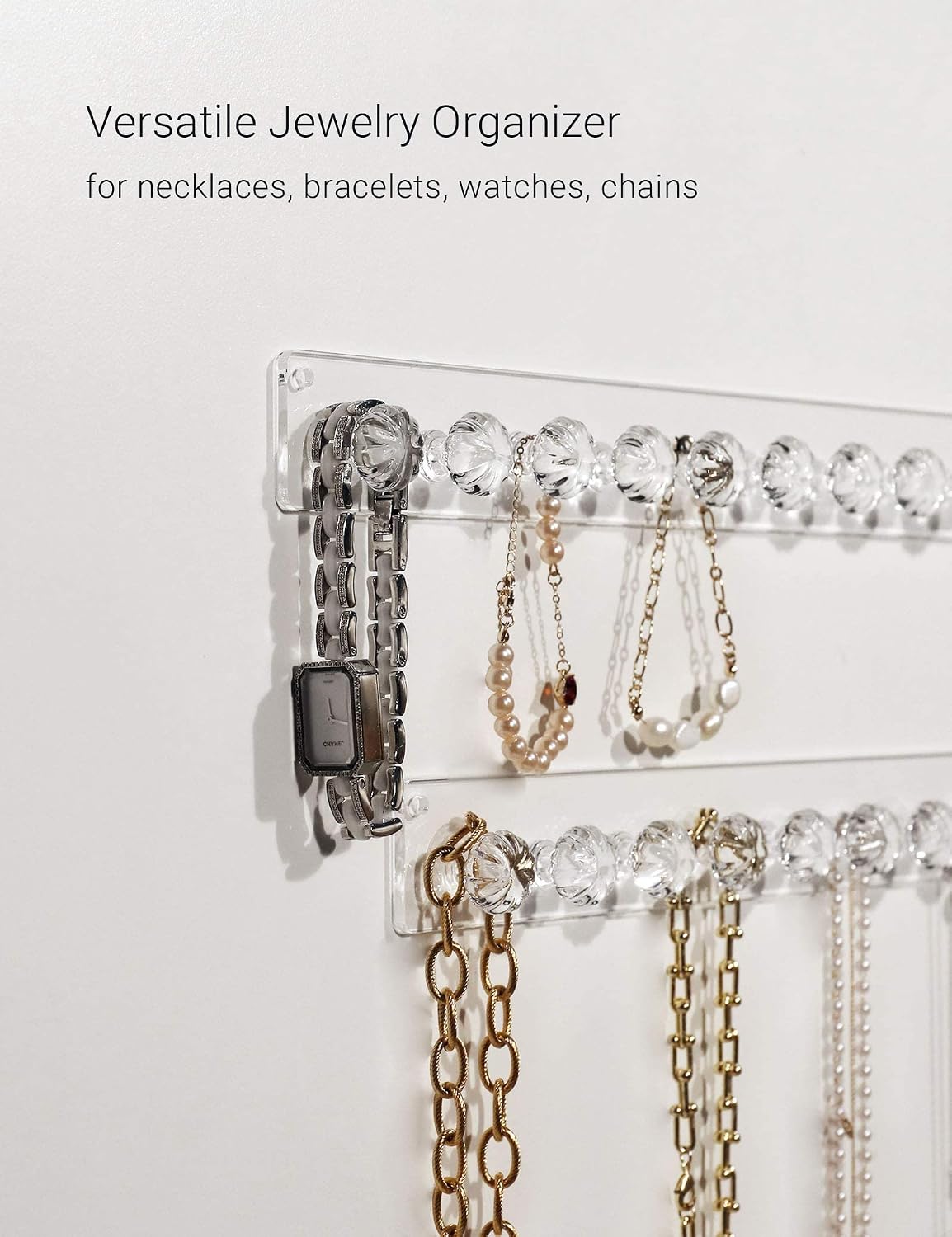 Soporte collares ganchos concha mar pack 4 transparente