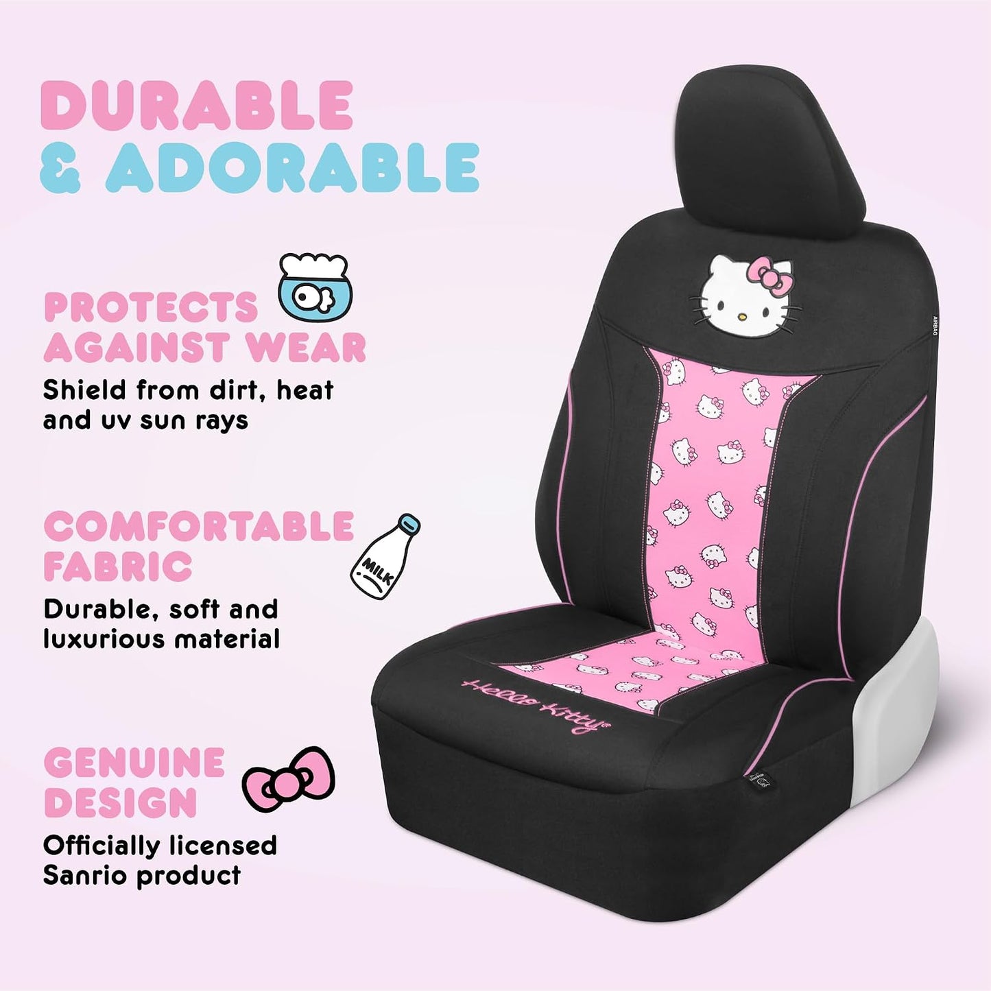 Fundas asiento coche Hello Kitty rosa poliéster duradero
