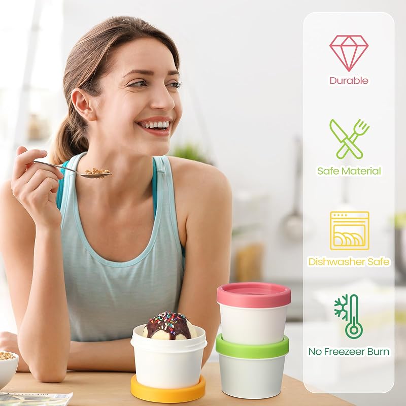 50 Pzas Recipientes Helado 3oz Tapa Rosa Amarillo Verde Blanco