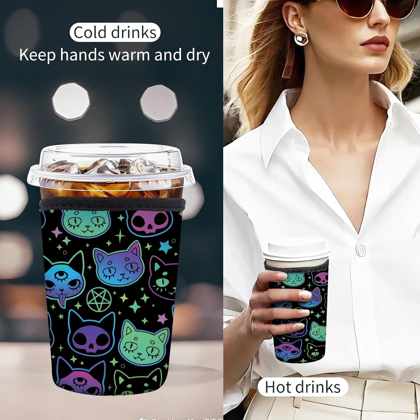 3 Pzas Fundas Neopreno Aisladas para Tazas Café Frío