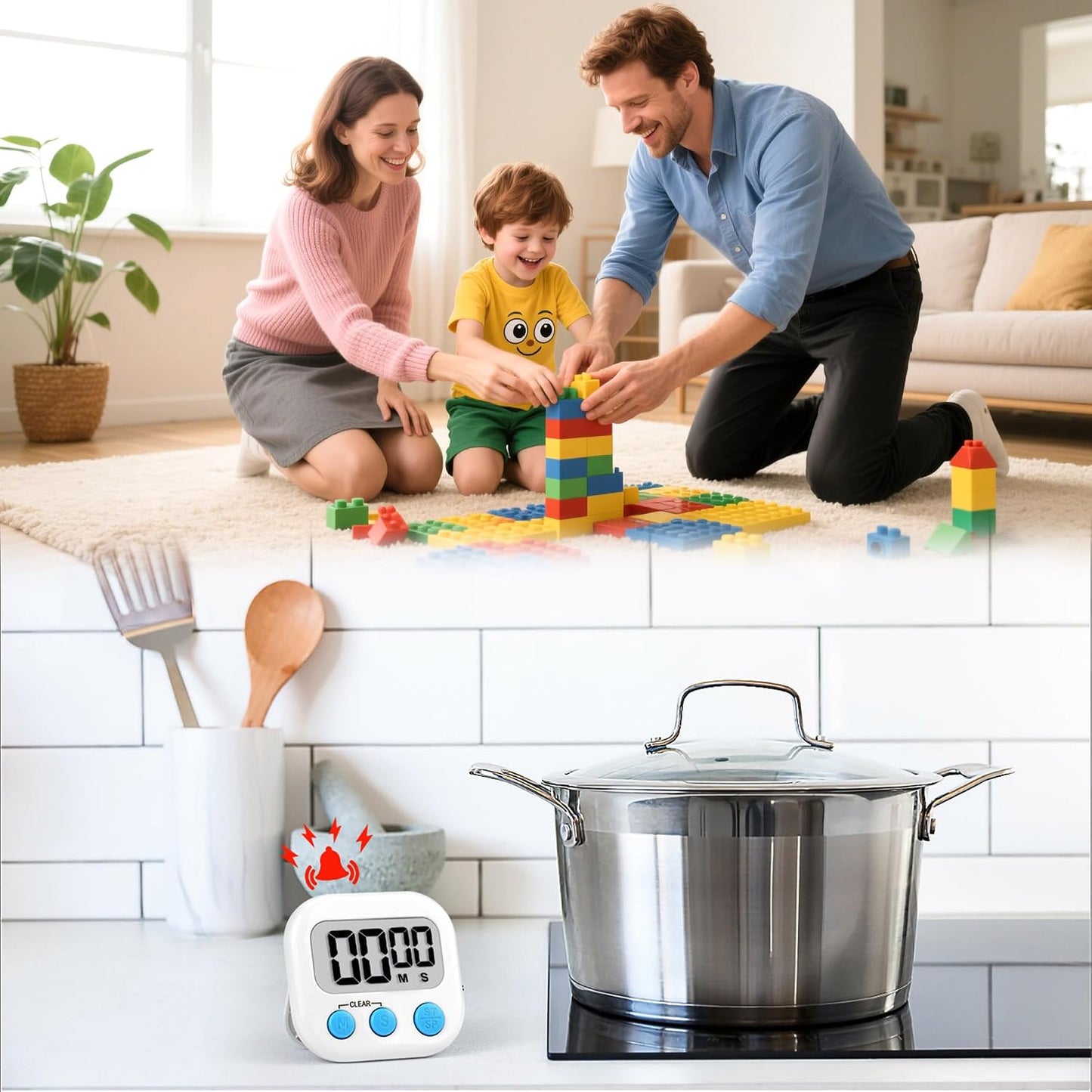 Temporizador magnético cocina aula pack 2 blanco azul