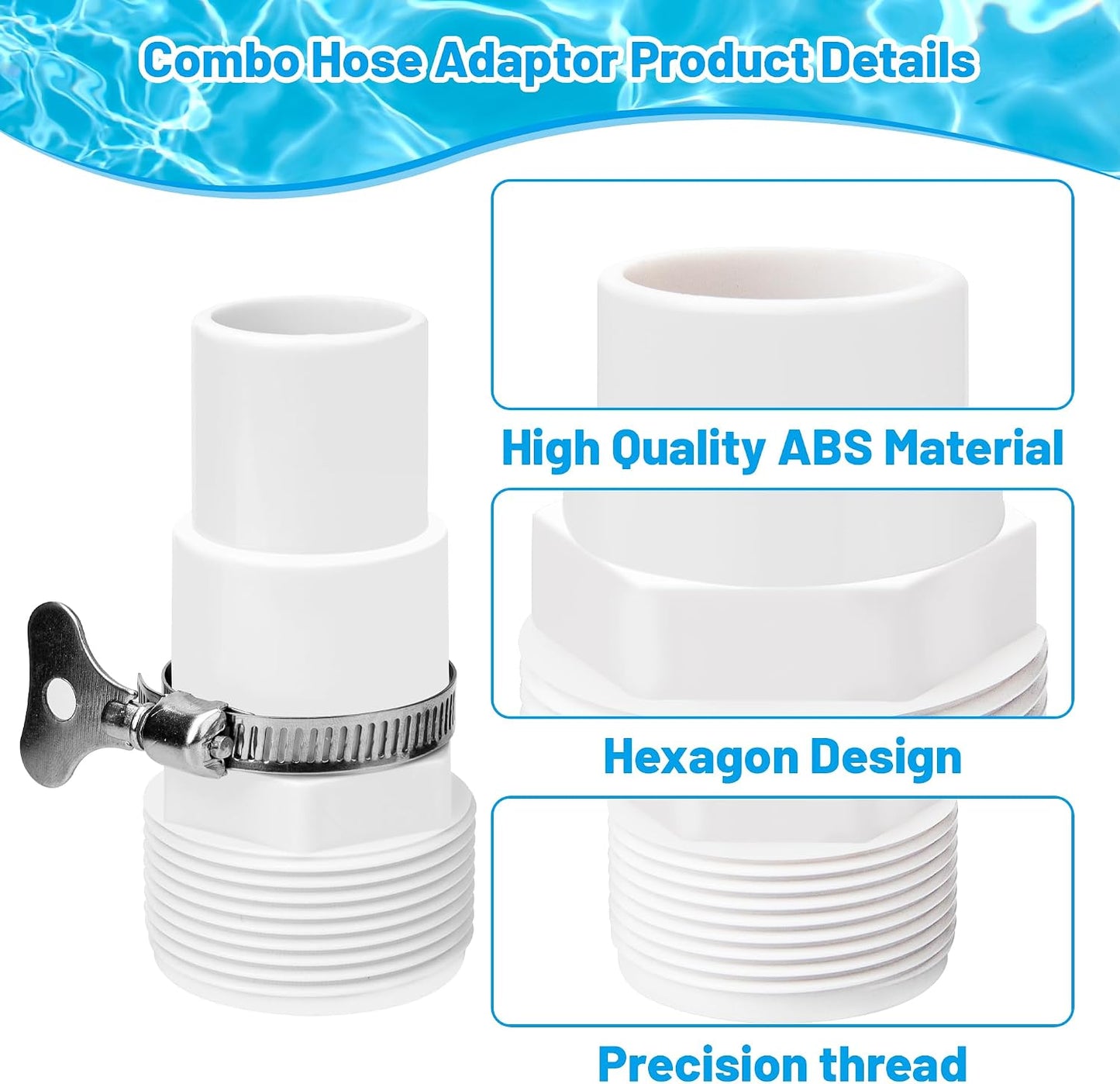 Adaptador manguera piscina 1-1/4 a 1-1/2 pulg