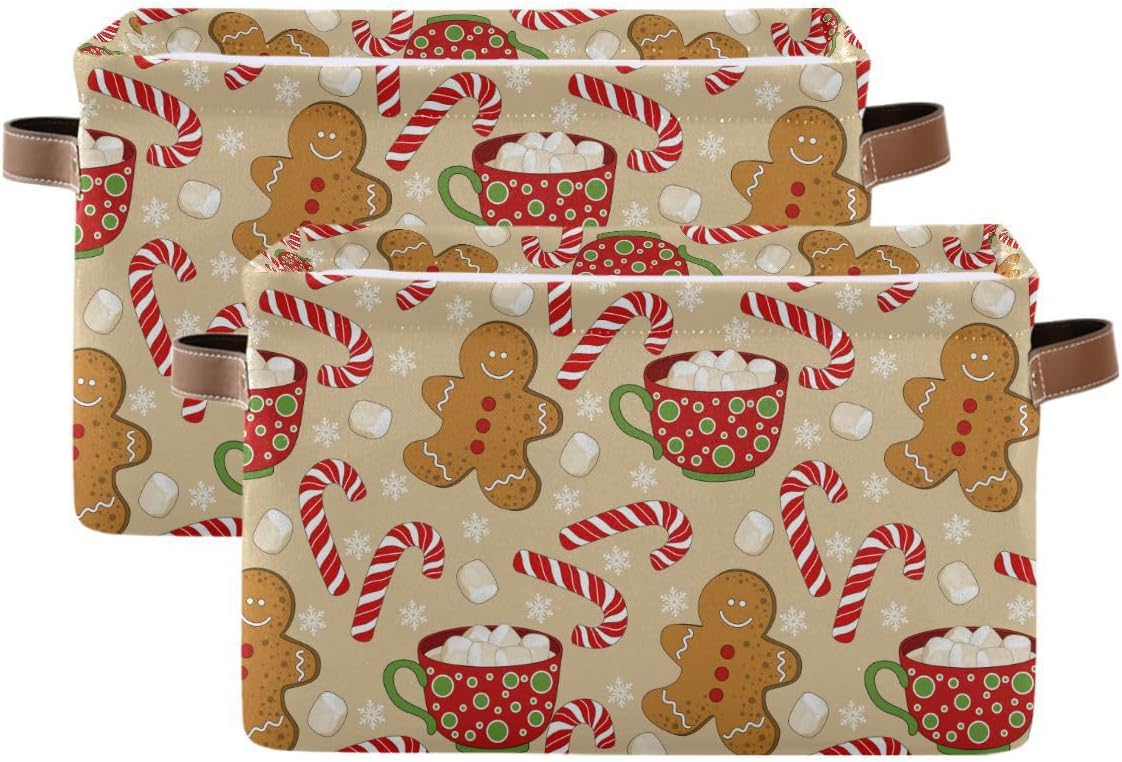 Cesta Almacenamiento Navideño de Tela Caramelo Copo Nieve