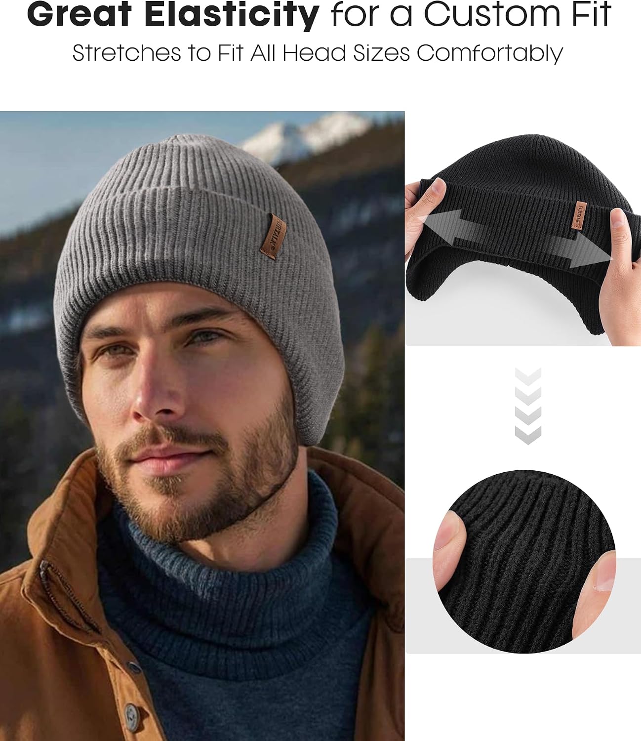 Gorro invierno con solapa forro polar hombre
