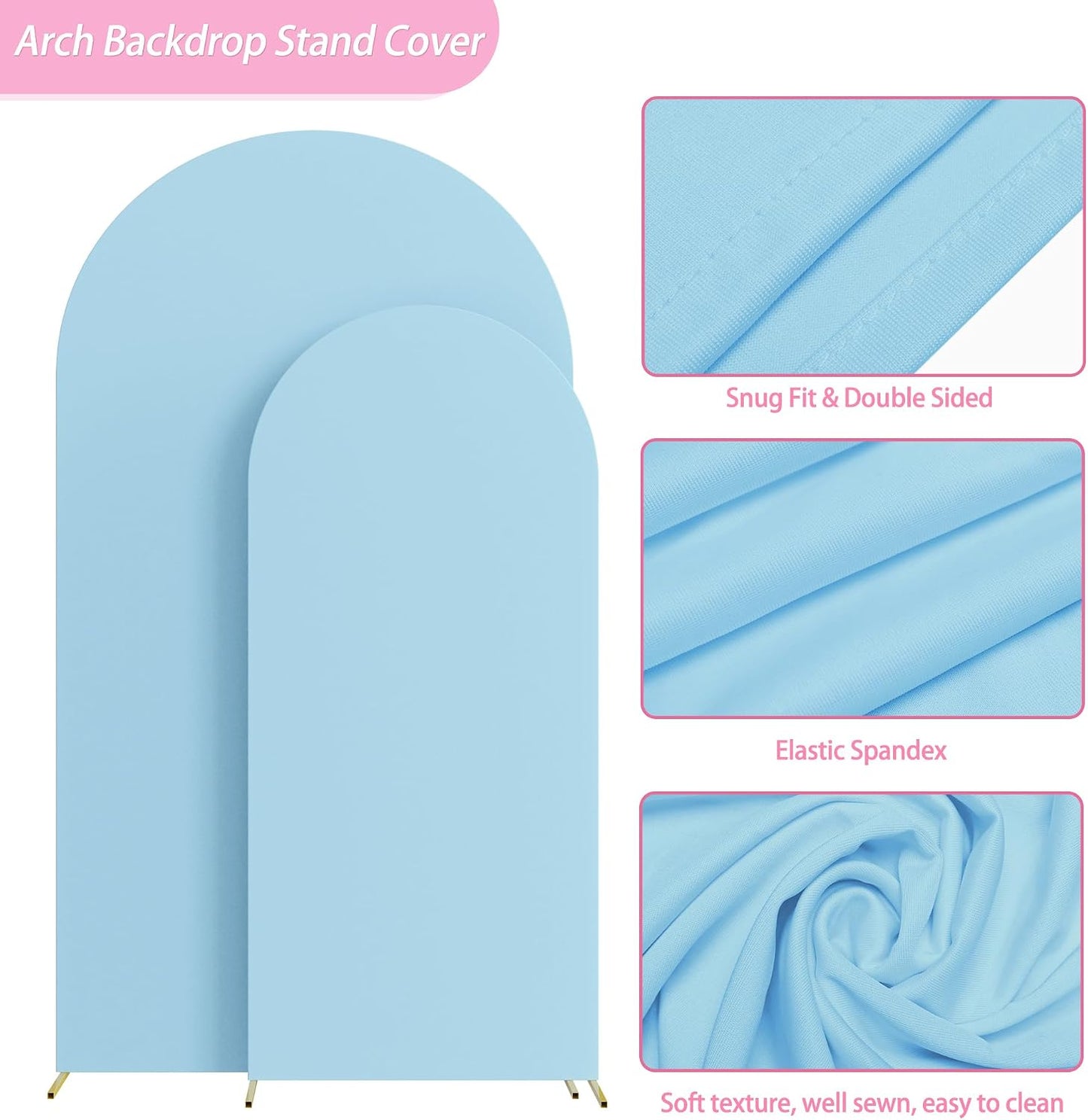 Set 2 fundas arco boda spandex 7.2x6pies soporte fondo azul