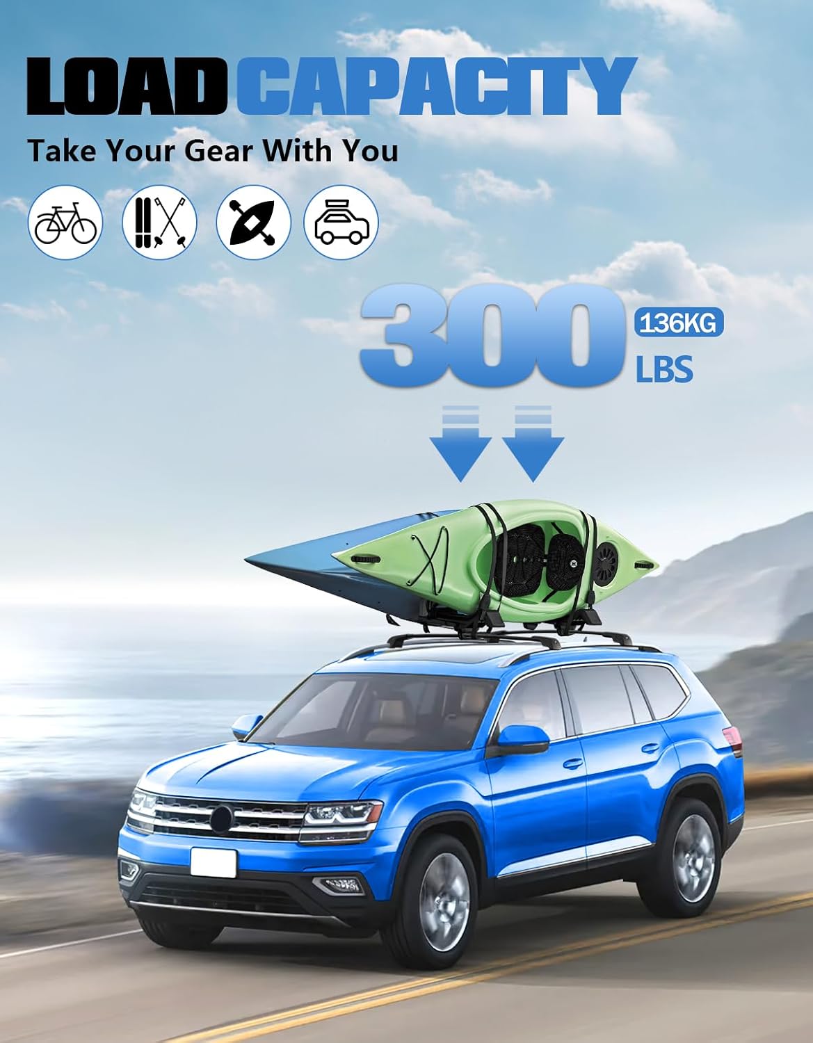 Barras techo con cerradura 300lb para VW Atlas 17-26