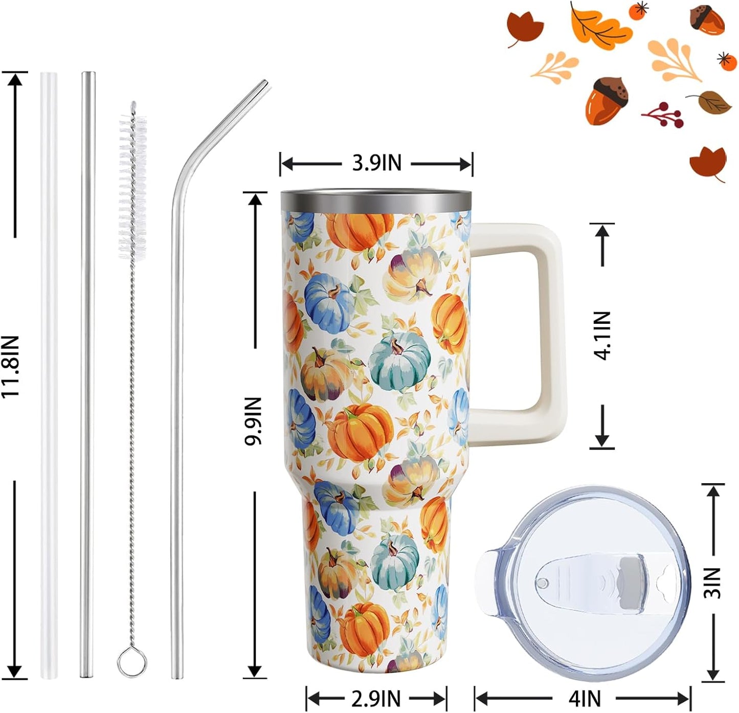 Vaso calabaza otoñal 40oz acero inox con pajilla