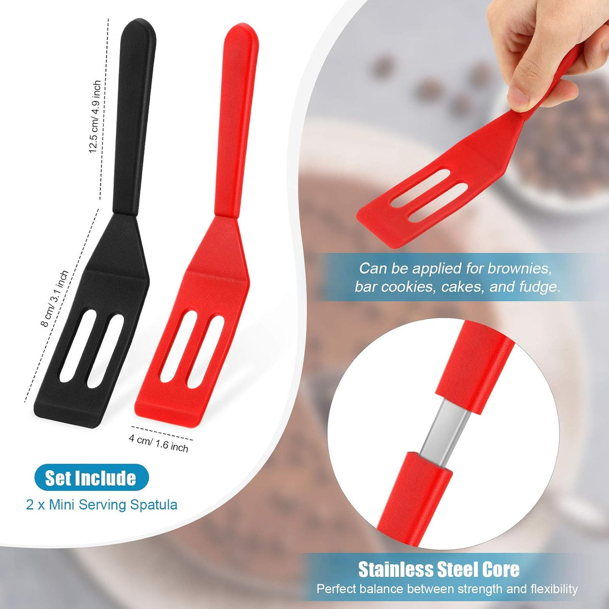 Espátula silicona ranurada para brownie y huevos 2