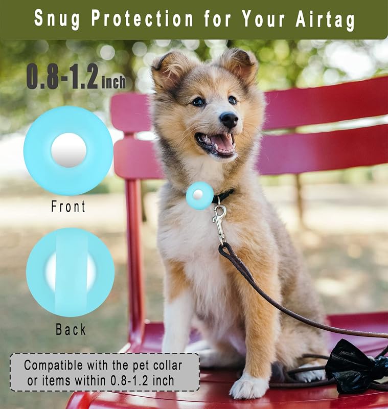 Soporte AirTag para collar mascota 0.8-1.2pulg con funda silicona