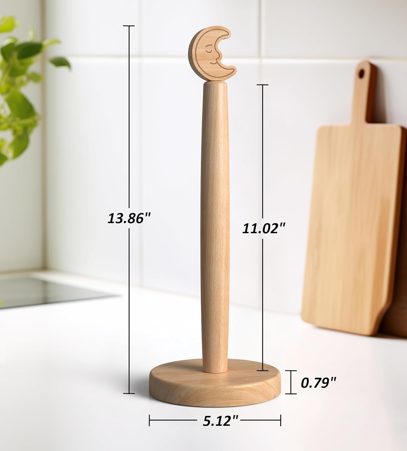 Soporte toallas papel madera encimera base antiderrap