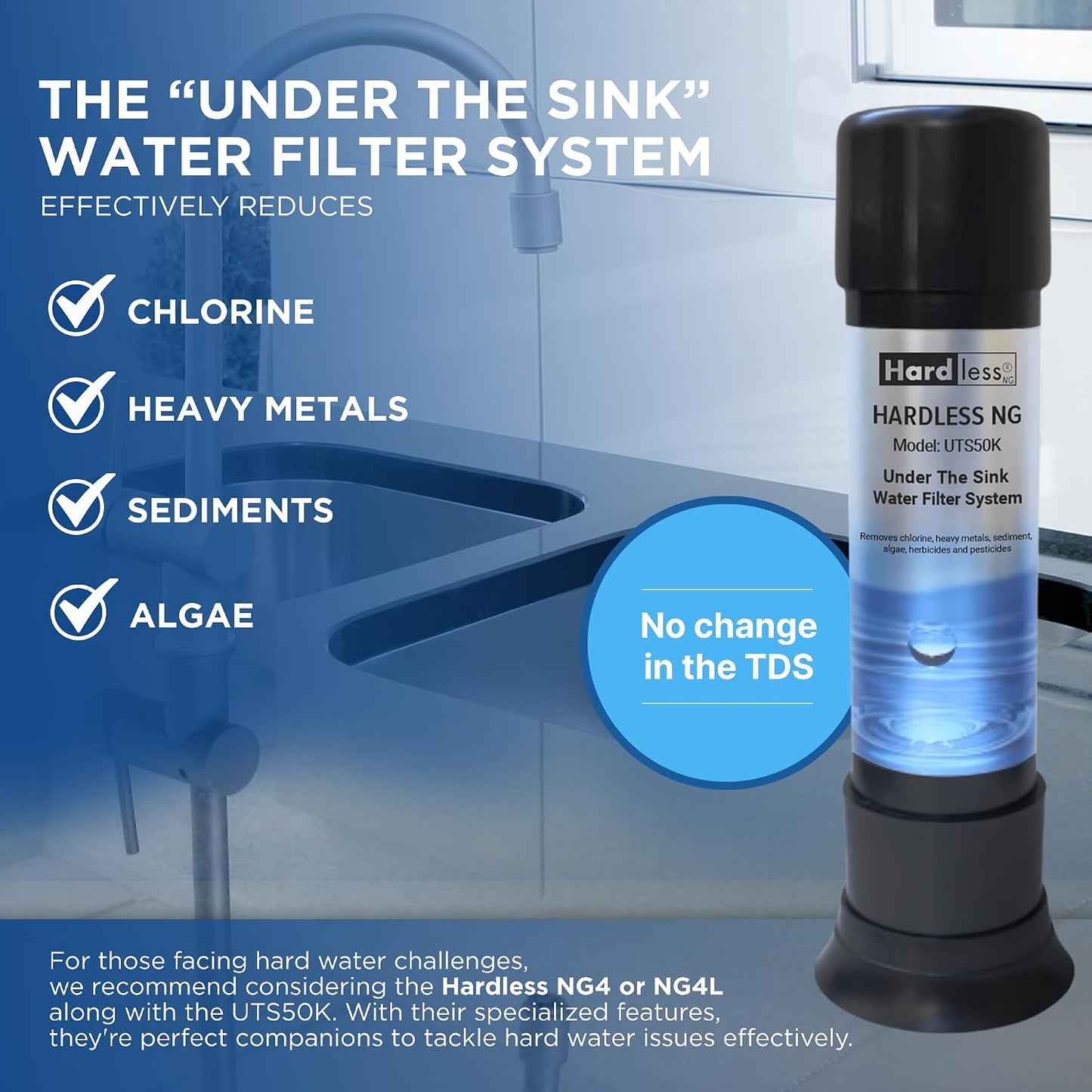Filtro agua fregadero doble etapa elimina cloro y sedimentos