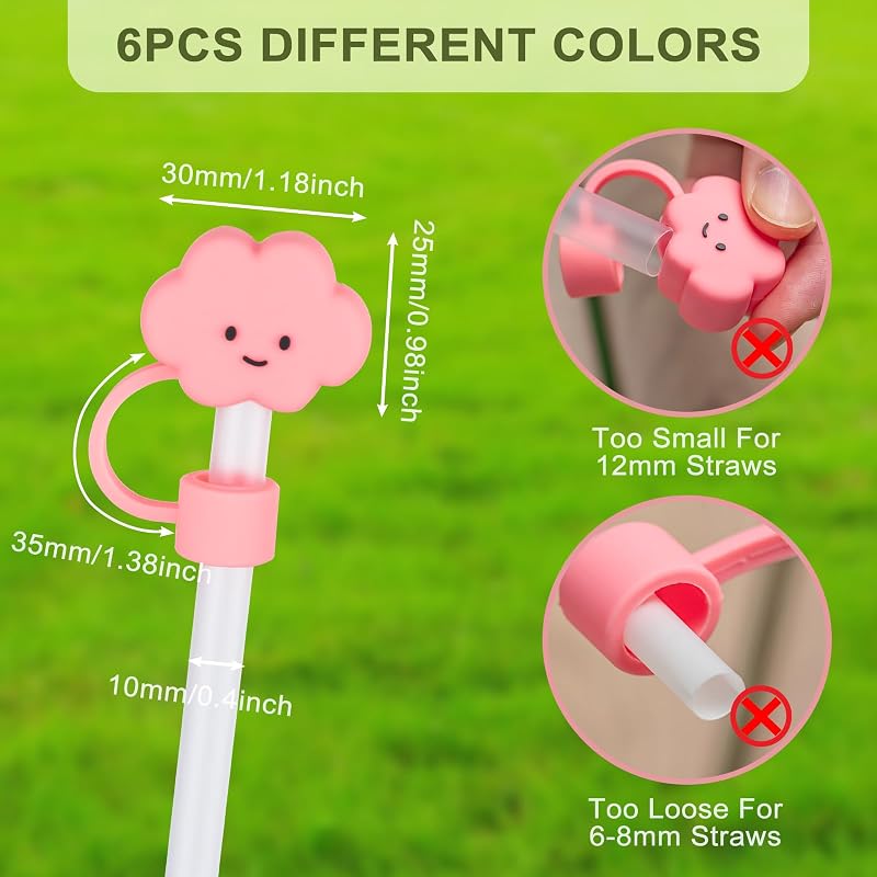 6 fundas popote silicona para vasos 20-40oz con asa