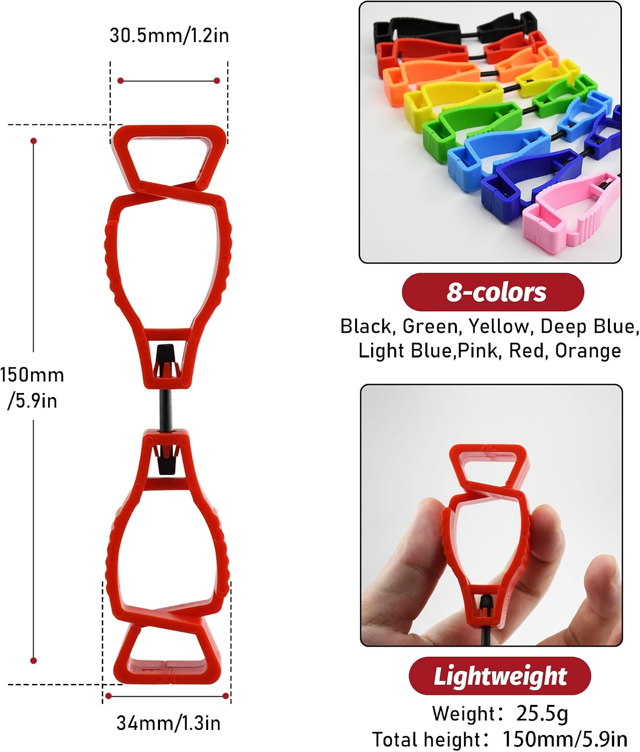 6 Pzas Clips Guantes Resistentes Ajustables Trabajo