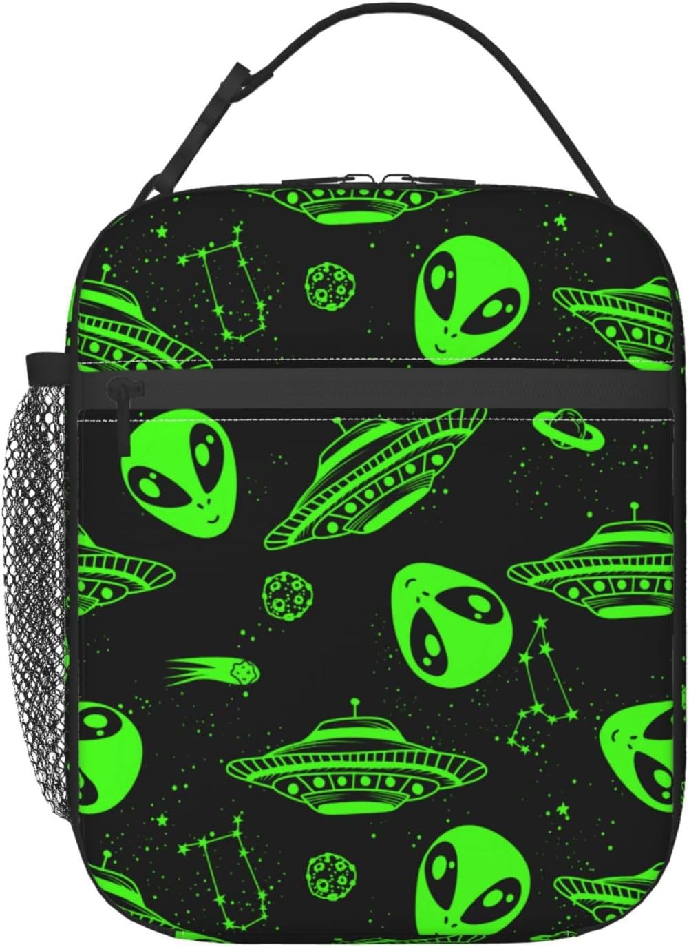 Bolsa almuerzo reutiliz. diseño alienígena verde para niños