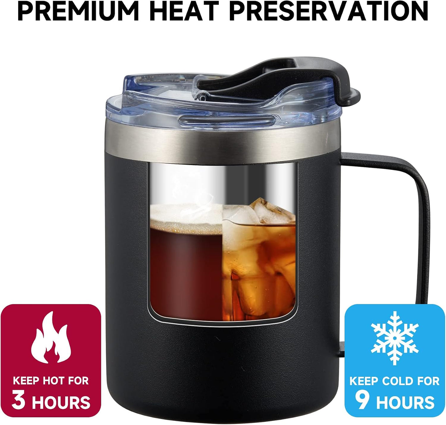 Vaso térmico acero inox 12oz doble pared tapa abatible