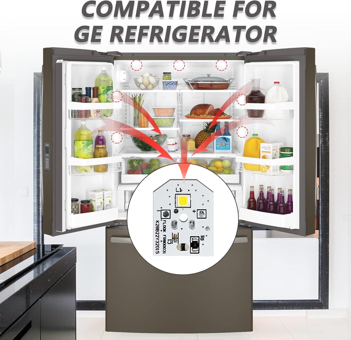 Luz LED para refrigerador GE sin cubierta placa PCB