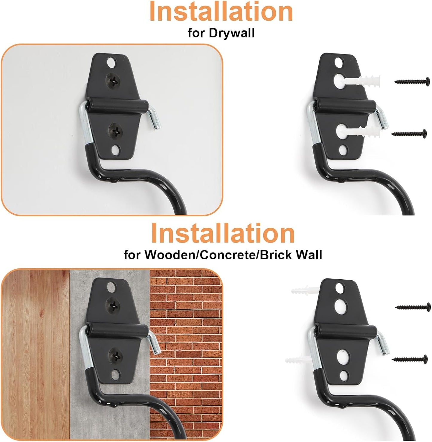 16 Ganchos Metal Soporte Pared Garaje Antiderrap