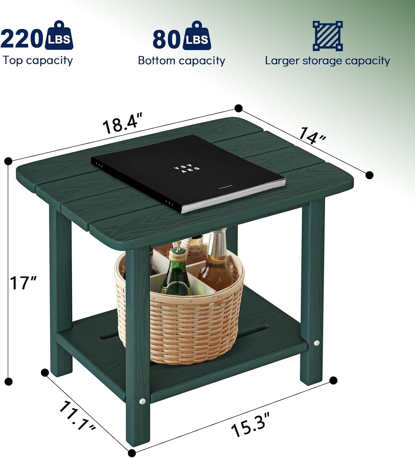 Mesa auxiliar 2 niveles Adirondack para exteriores