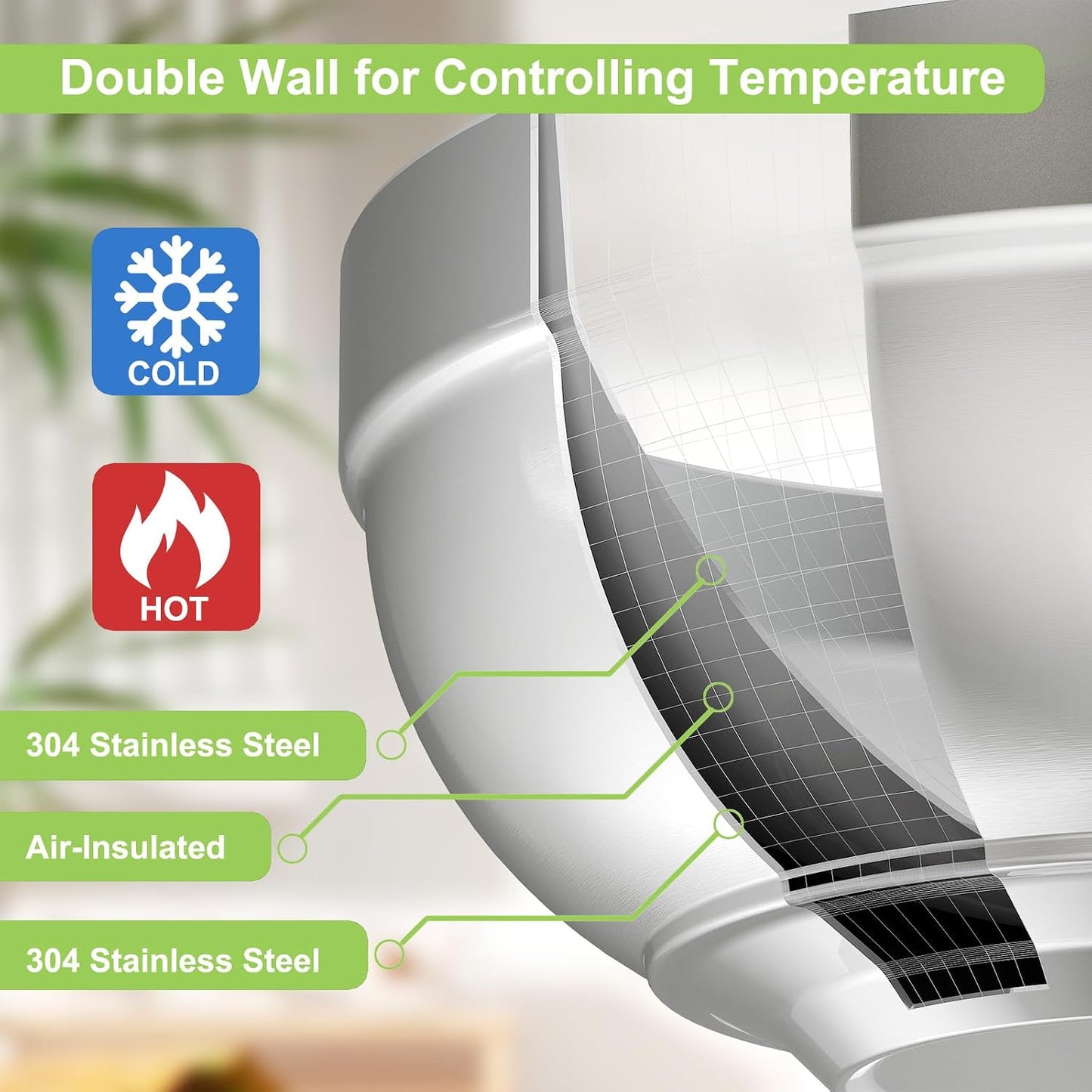 6 Pzas Cuencos Acero Inox 7pulg 52.4oz Doble Pared Apilables