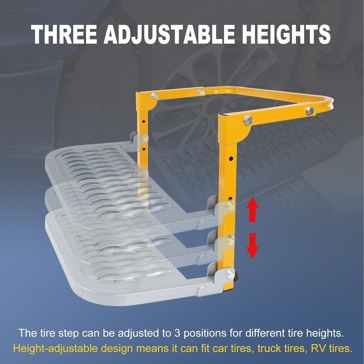 Escalón neumático plegable 10.2-14.4" 300lb amarillo