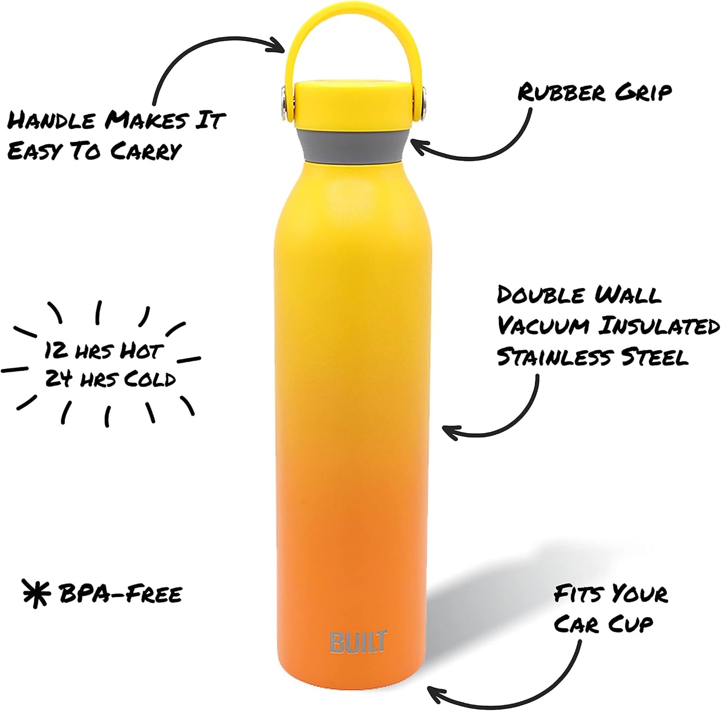 Botella acero inox doble pared 24oz tapa giratoria asa