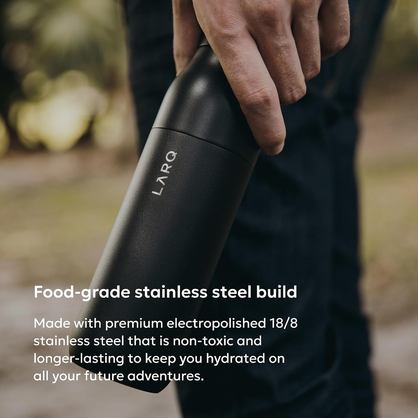 Botella agua acero inox 17oz sin BPA reutiliz. negro