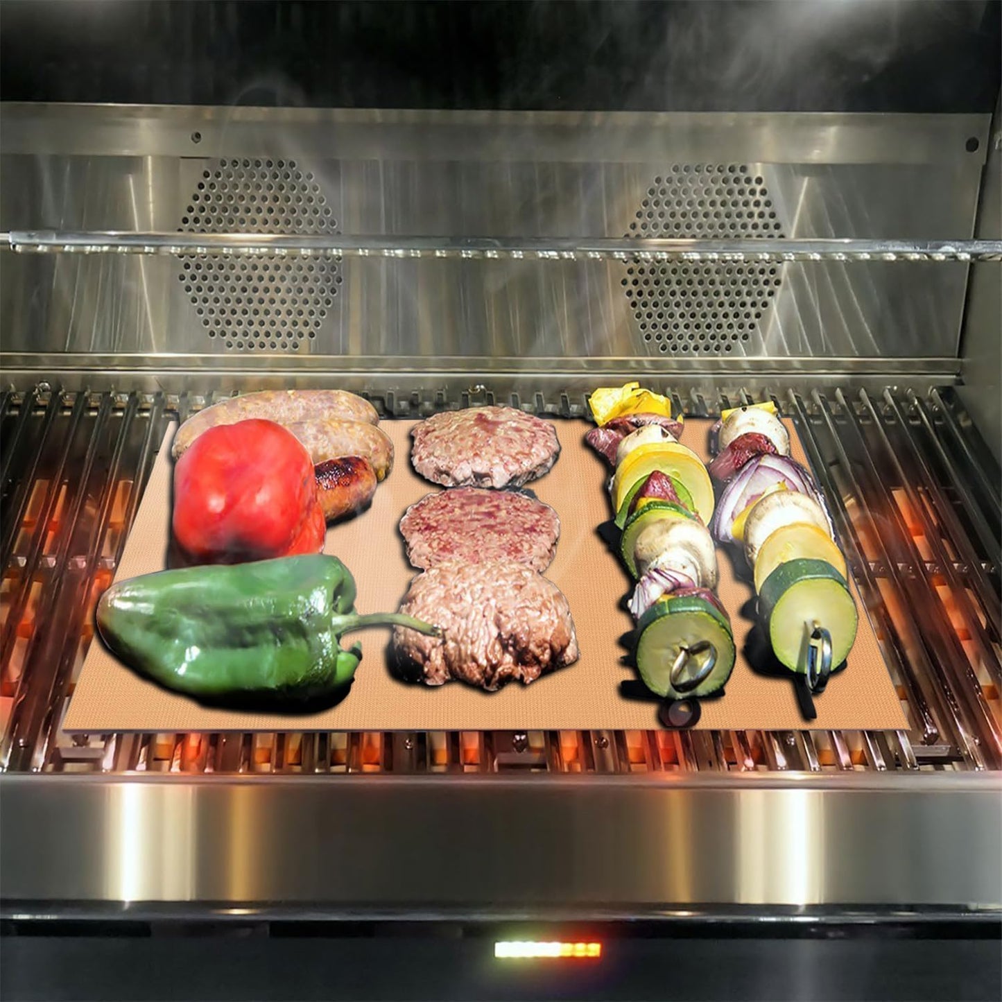 6 Pzas Alfombrillas Cobre Antiadherentes para Parrilla