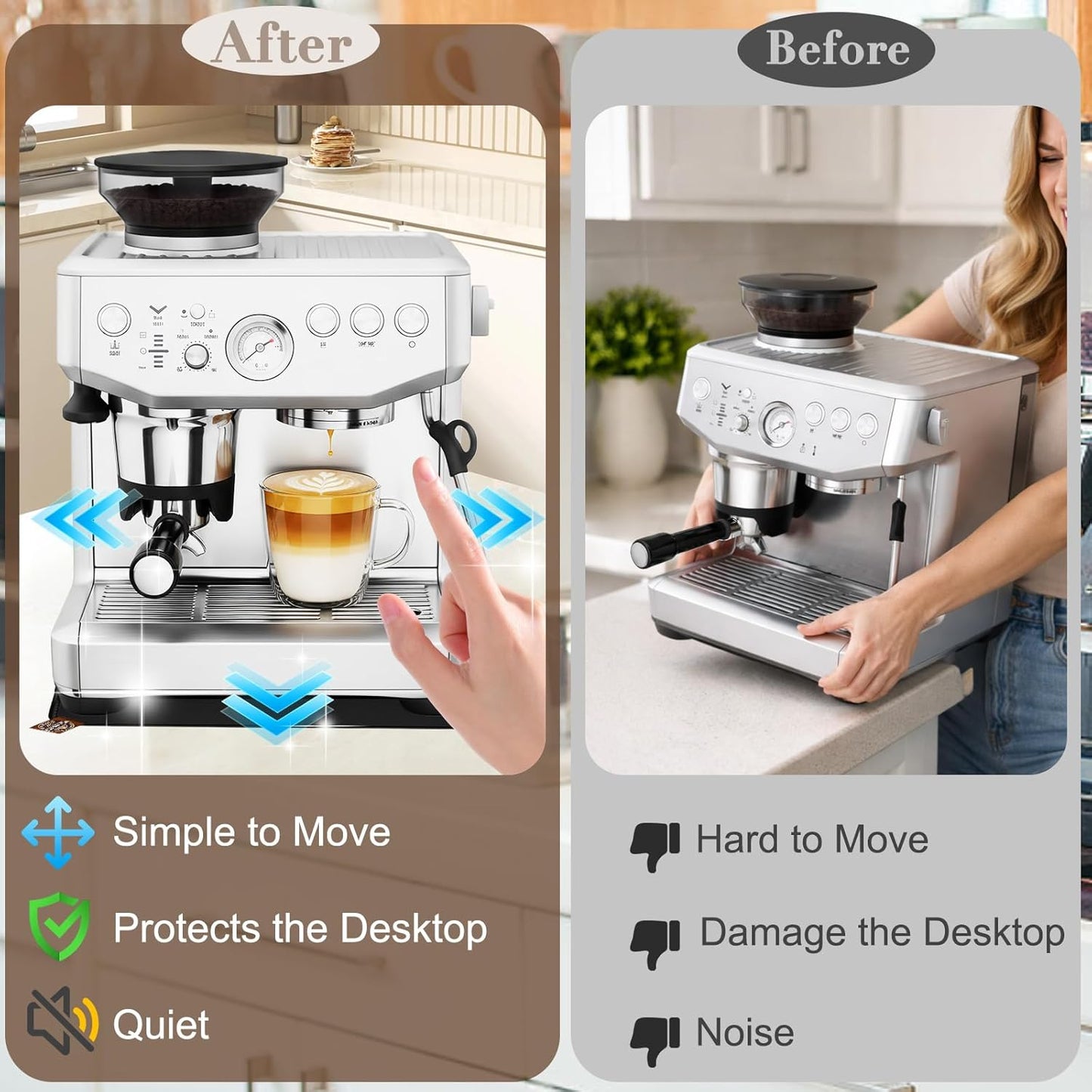 Alfombrilla deslizante para máquina de café espresso Breville 876/881 doble cara antideslizante