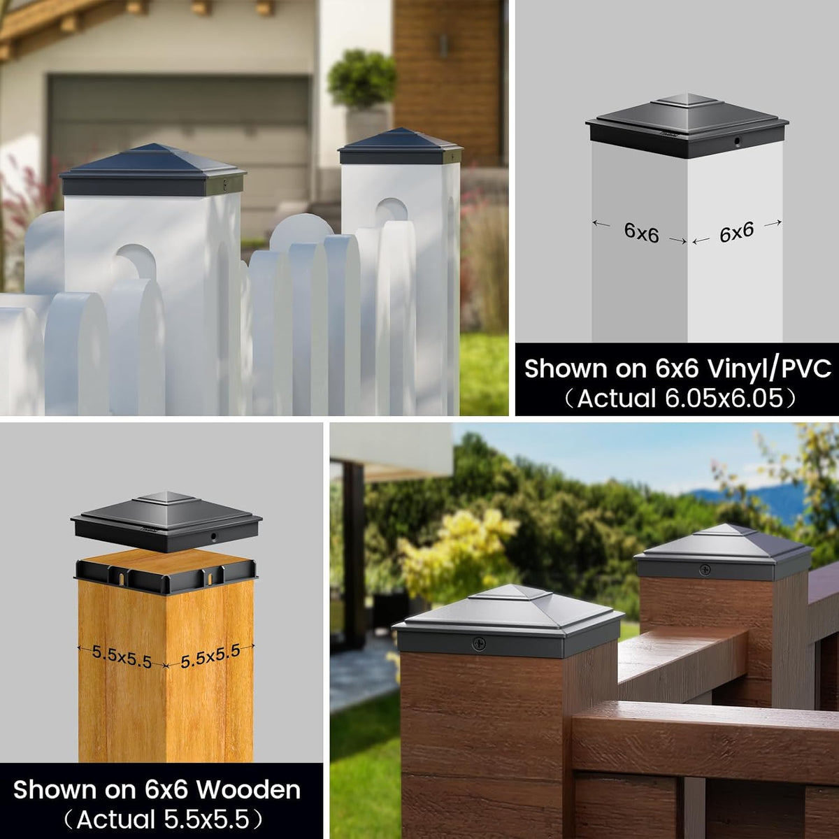 Tapas poste piramidal 6x6 pulg impermeable paquete 36