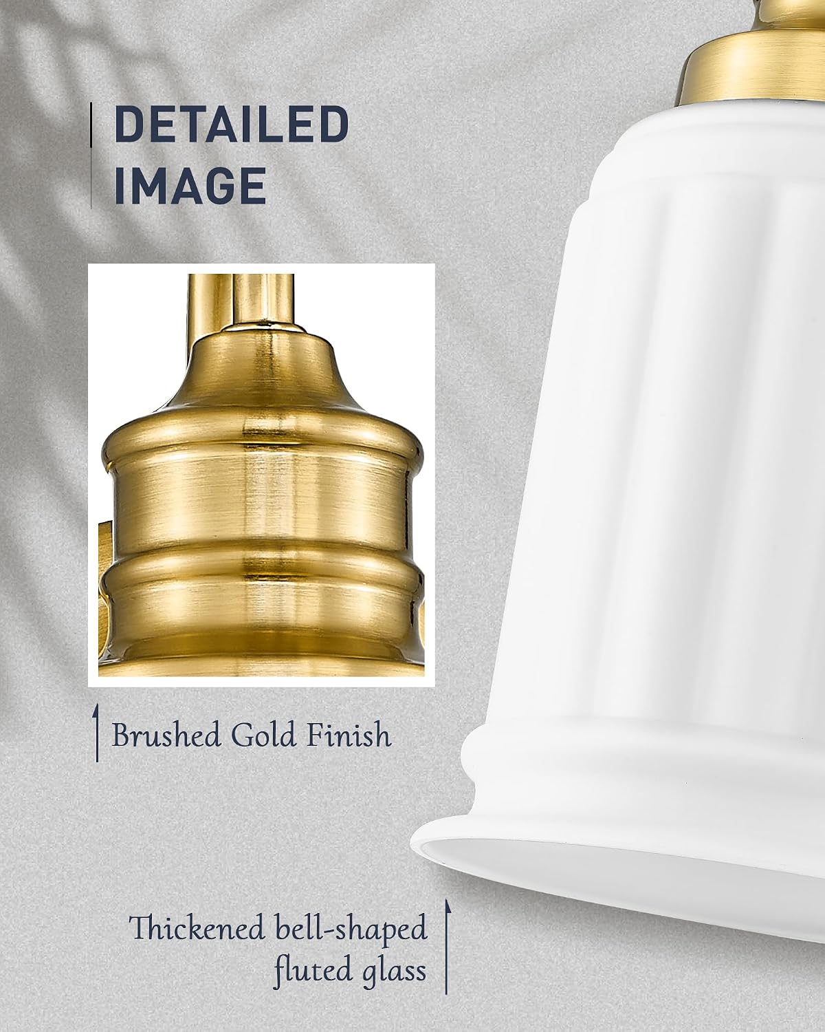 Lámpara pared baño 1 luz vidrio campana blanco dorado