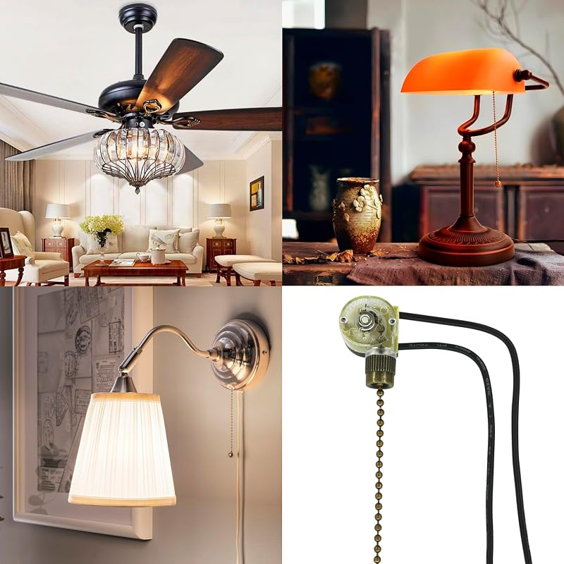 Interruptor luz ventilador techo 2uds bronce
