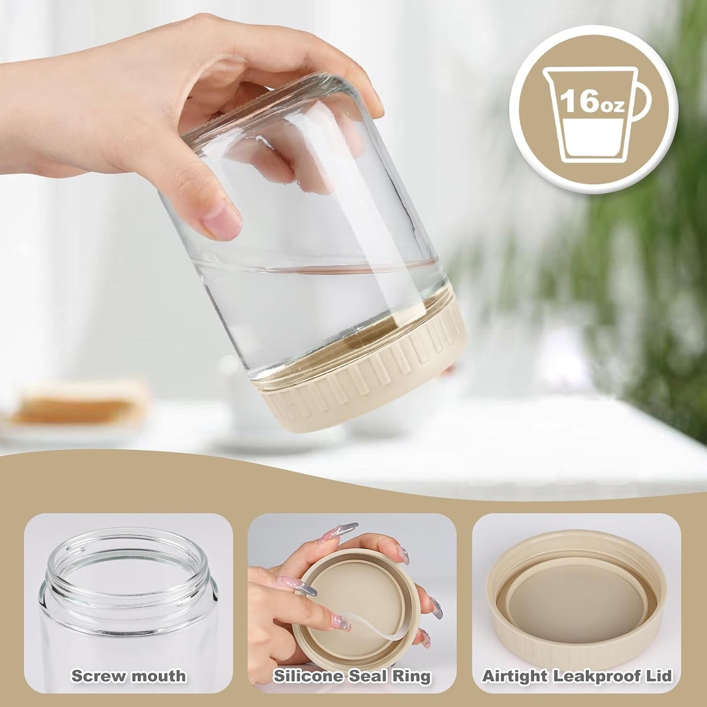 Frascos vidrio 16oz 8 Pzas con tapas albaricoque