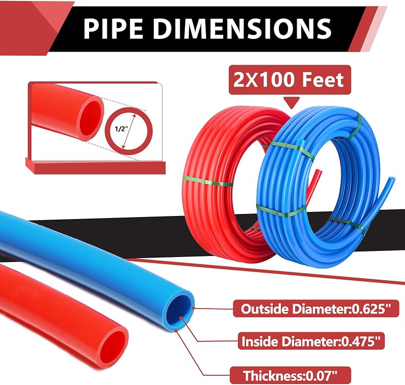 30 Tubo PEX-B 1/2" 2x100 ft accesorios latón engarzado