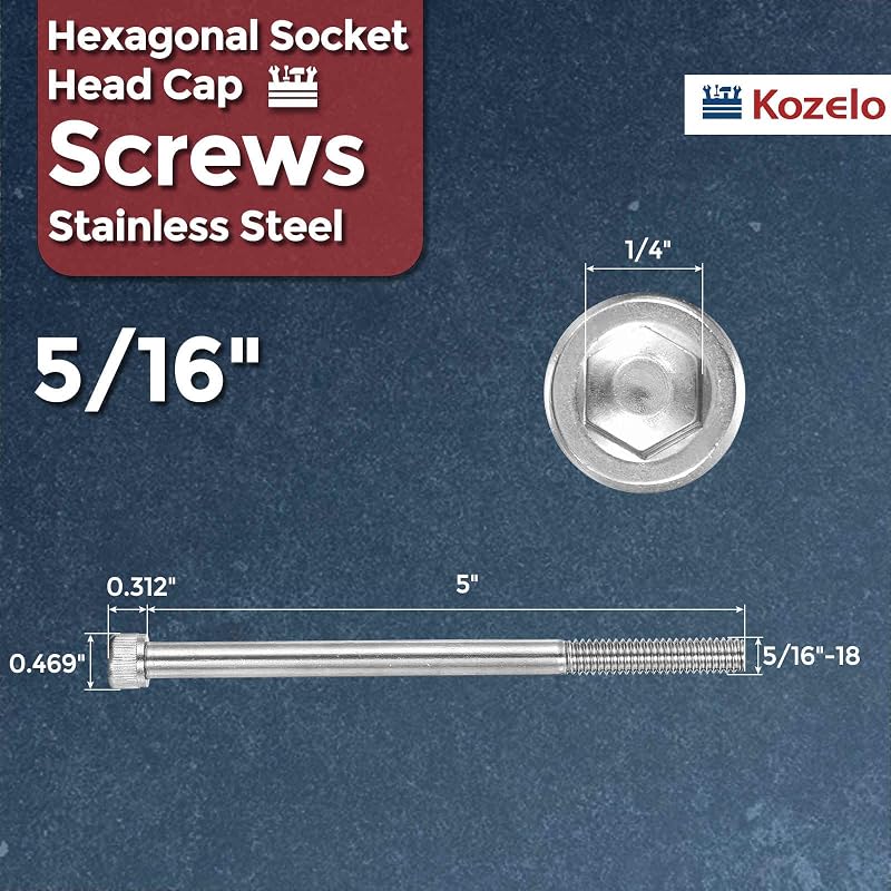 20 s cabeza hexagonal hueca 5/16-18 acero inox 304 plateado