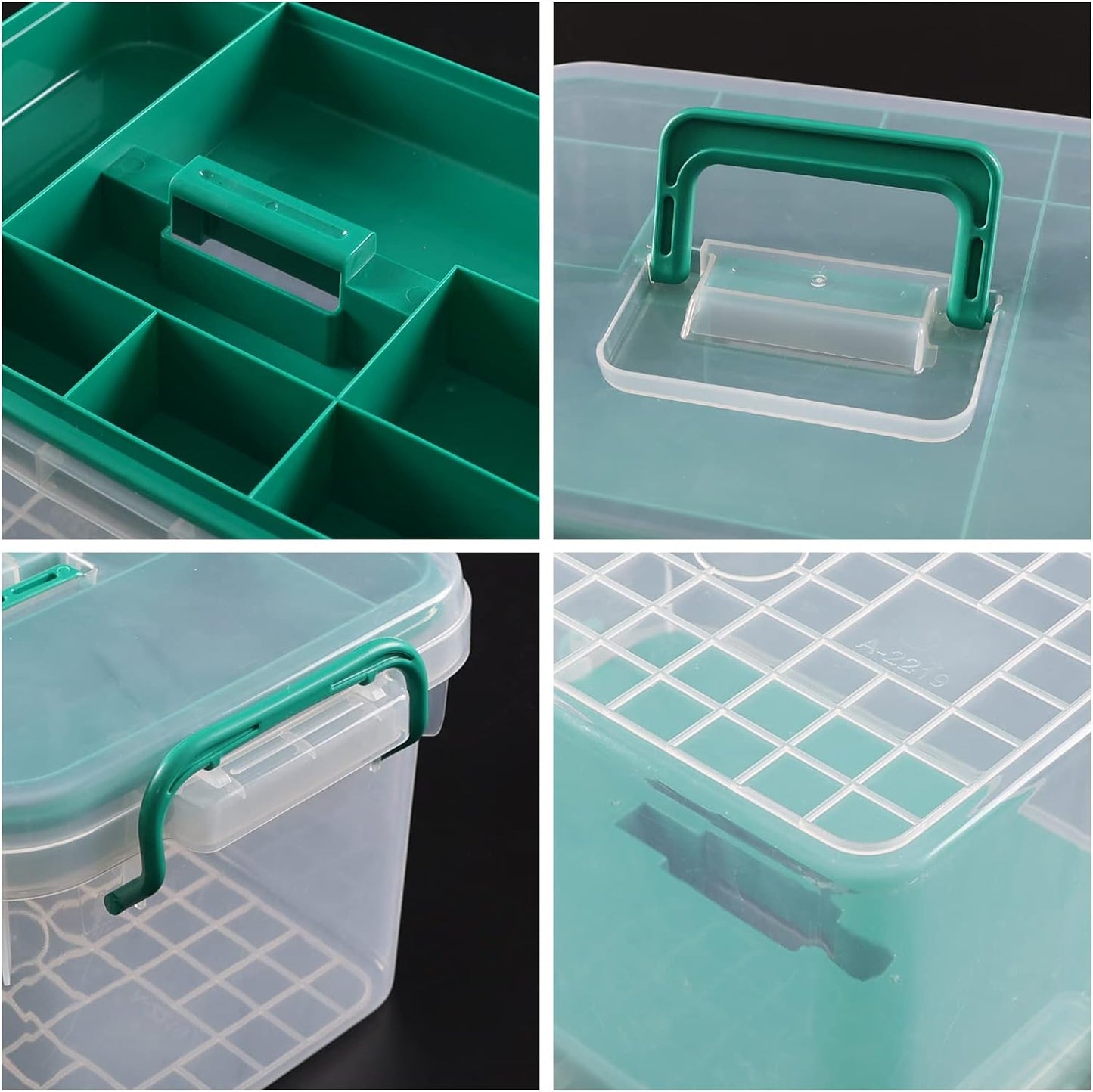 Caja primeros auxilios transparente con tapa y bandeja