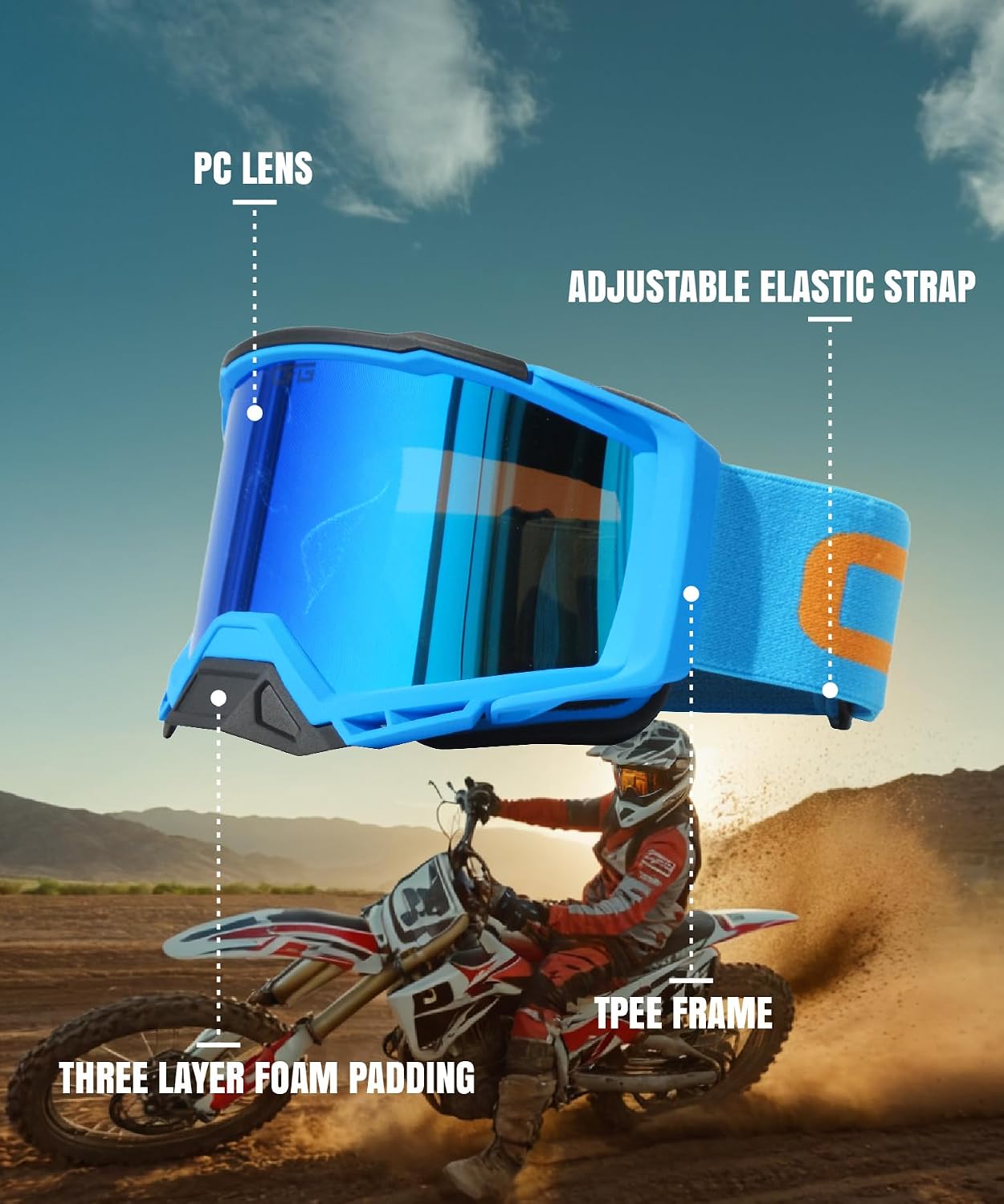 Gafas motocicleta off road para adultos