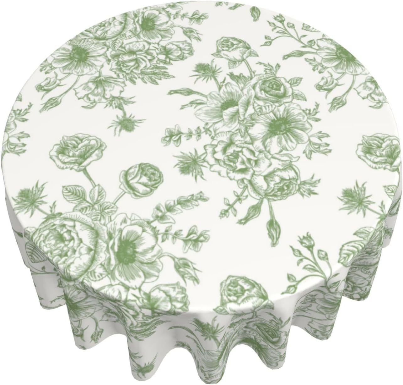 Mantel floral verde salvia 70x70pulg tela poliéster vintage