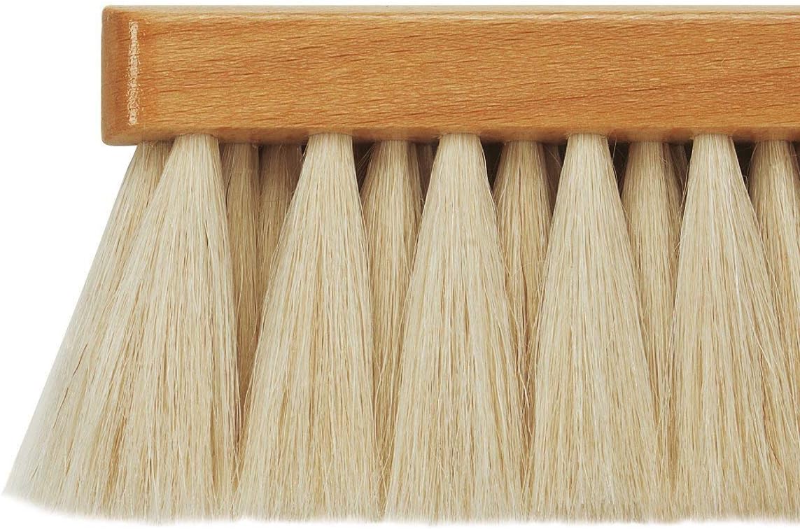 Cepillo quitar polvo pelo cabra blanco mango madera